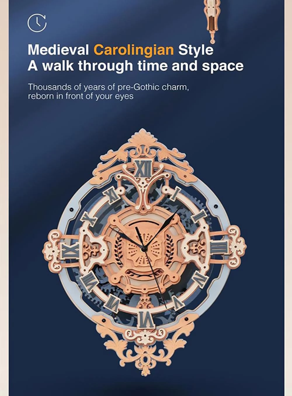 ROBOTIME LC701 Romantic Note Wall Clock Mechanical Gear 3D Wooden